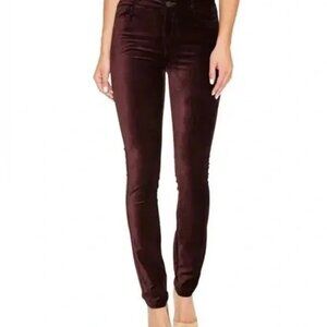 Paige Size 27 Hoxton Ankle Maroon Velvet/Veleour Skinny Jean
